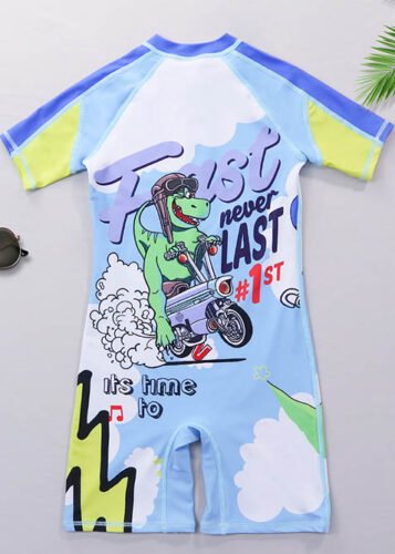 Wholesale Cartoon Kids Swimwear One Piece Zipper Girls Boys Swimsuit Beachwear