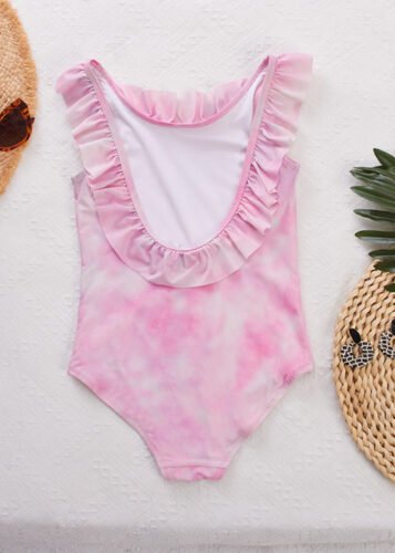 Wholesale Kids Children One Piece Tie Dye Swimwear Beachwear Set