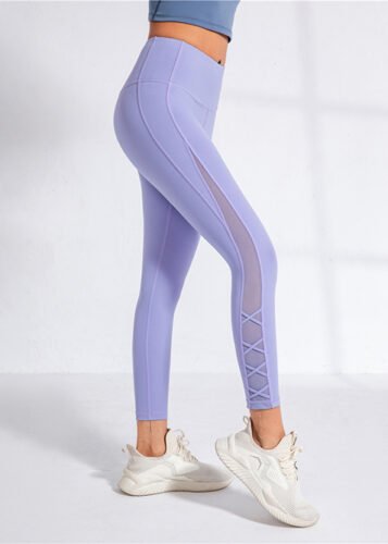 High-Waisted Classic Mesh Leggings for Women with Phone Pocket