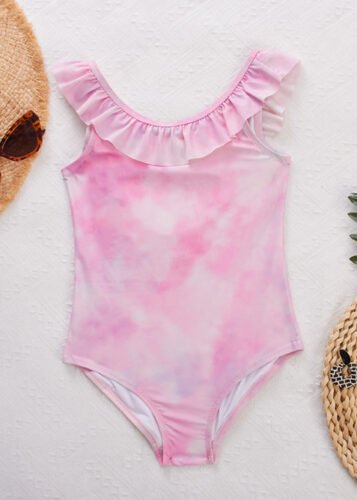 Wholesale Kids Children One Piece Tie Dye Swimwear Beachwear Set