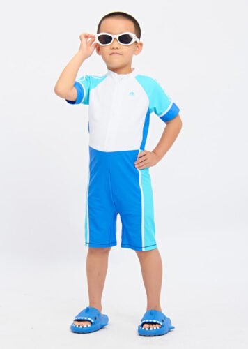 Quick Drying Shortsleeve Boys One-piece Swimsuit Kids Swimwear Wholesale