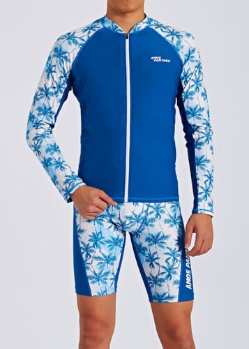 Custom Hot Stamping Logo Sun Protection Long Sleeve Mens Printed Rash Guard Suit