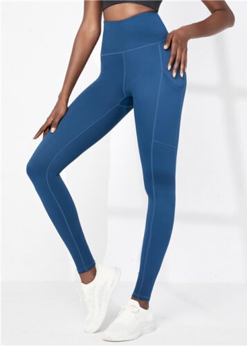 Ready to Ship High Waist Workout Leggings In Dark Blue with Pockets Fitness Yoga Pants